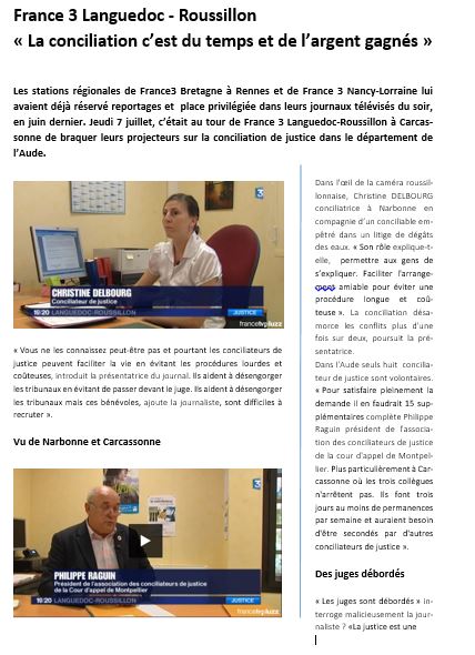 France 3 Languedoc Roussillon 7 juillet 2016 Une article