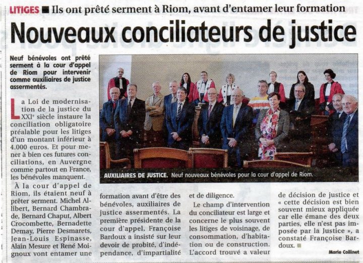 Puy de Dôme 9 nouveaux conciliateurs prêtent serment photo 